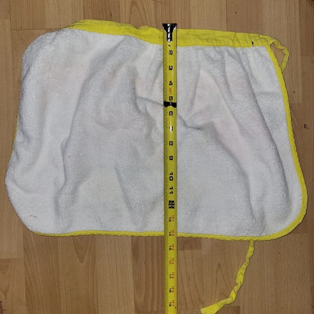 70s Retro Fruit Power Yellow Terrycloth Apron Vintage Oranges Strawberries Lemon